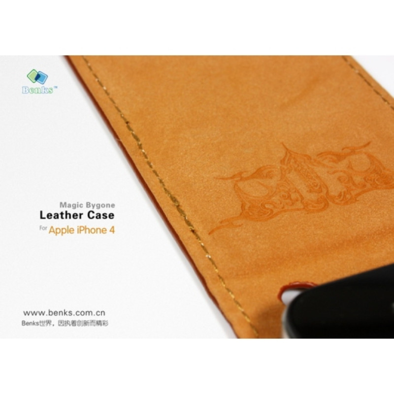 Чехол из натуральной кожи Benks Magic Bygone Leather Case для iPhone 4/4S (+ пленка)