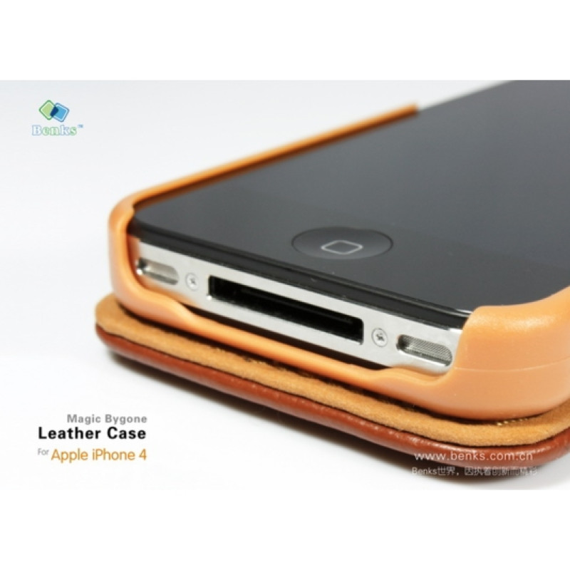 Чехол из натуральной кожи Benks Magic Bygone Leather Case для iPhone 4/4S (+ пленка)