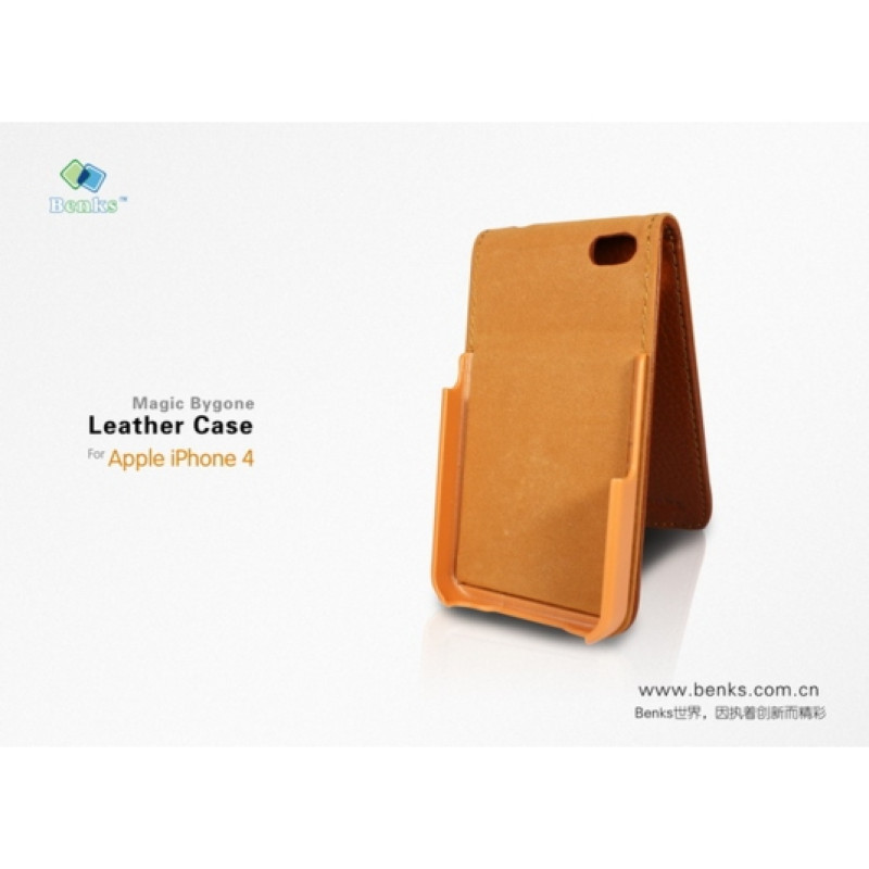 Чехол из натуральной кожи Benks Magic Bygone Leather Case для iPhone 4/4S (+ пленка)