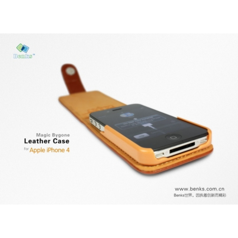 Чехол из натуральной кожи Benks Magic Bygone Leather Case для iPhone 4/4S (+ пленка)