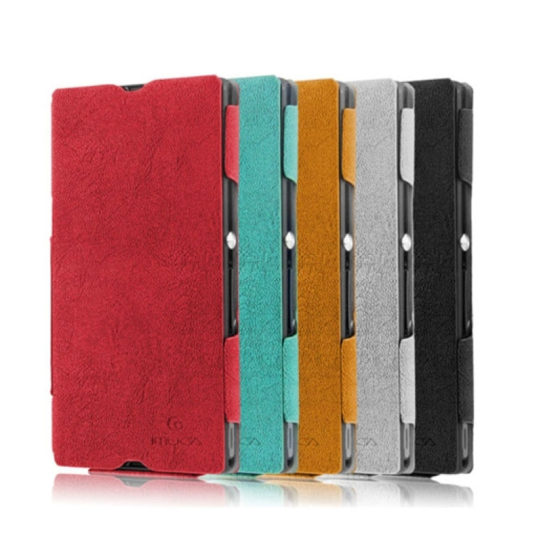 Тонкий чехол-книжка для Sony Xperia Z Vintage Suede Leather Сase (+пленка)