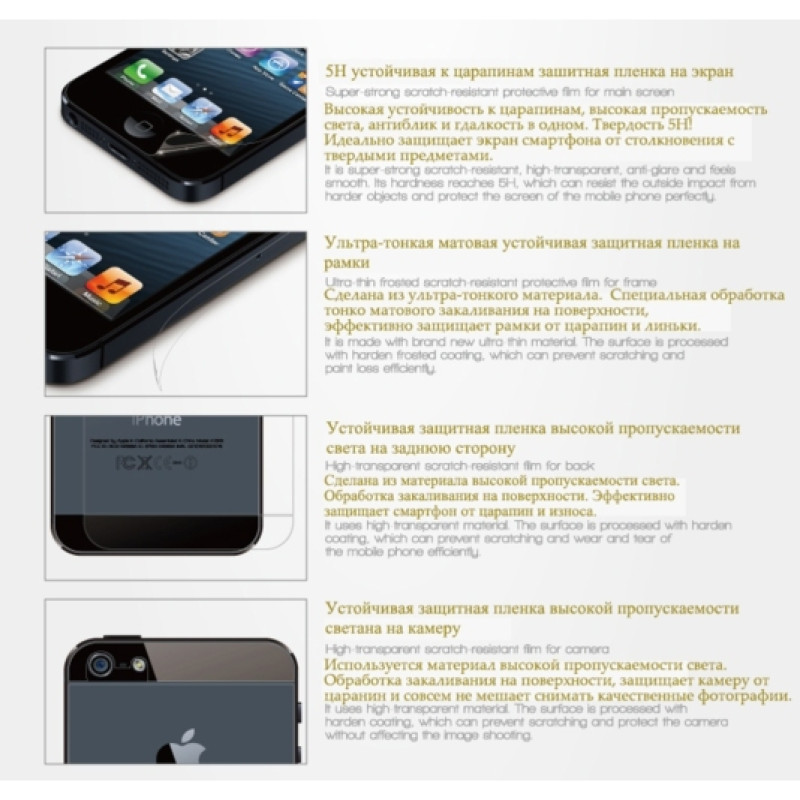 H1: Захисна плівка Benks THR для iPhone 5/5S (4 в 1-ному)